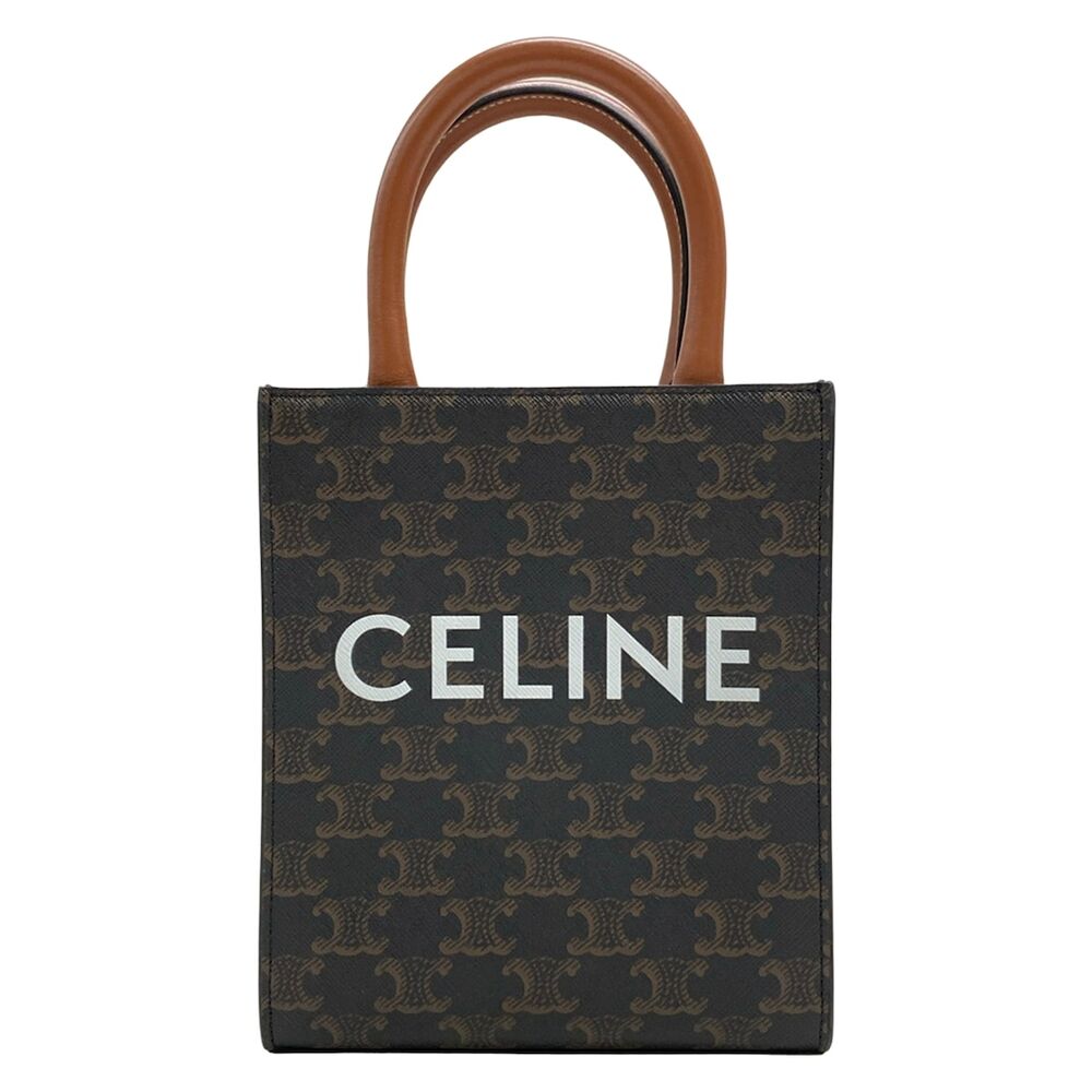 Celine Mini Vertical Hippo Handbag Dark Brown Coated Canvas Leather